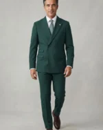 Traje hombre cruzado verde botella