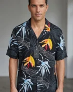Camisa estampada de manga corta para hombre