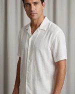 Camisa blanca de hombre manga corta
