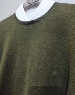 Jersey verde caza de cuello redondo para hombre, vista frontal