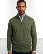 Jersey verde oliva de media cremallera para hombre José Beltrán