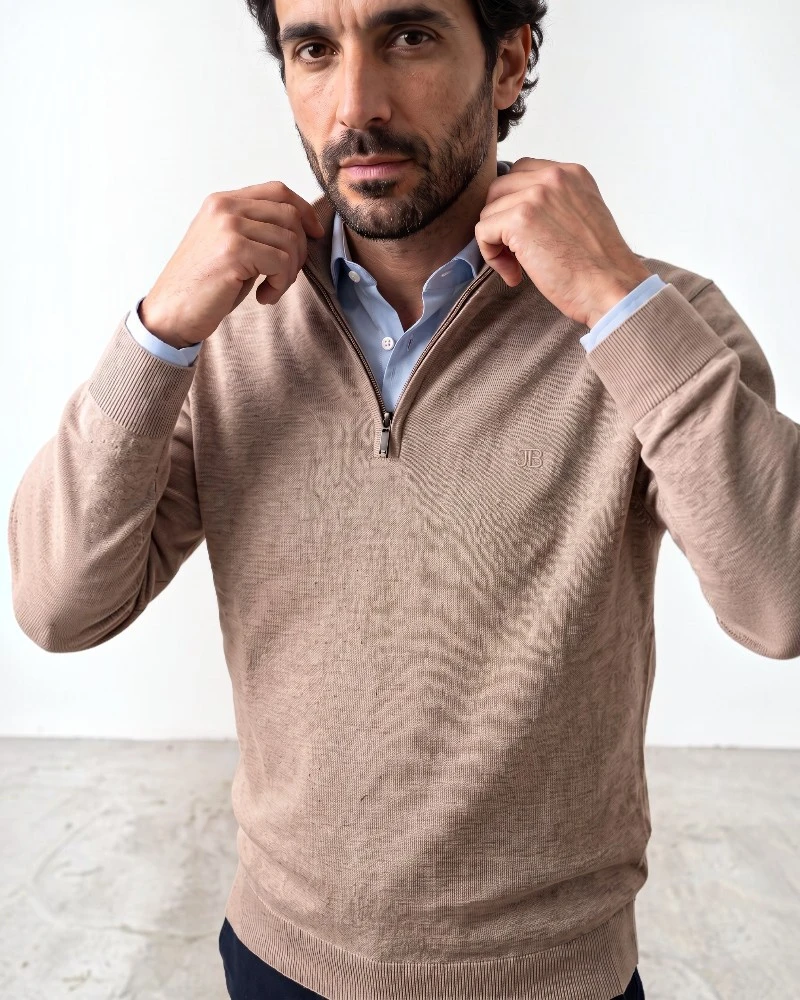 Jersey visón de media cremallera para hombre José Beltrán