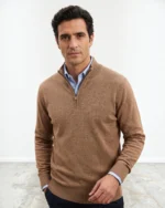 Jersey marrón de media cremallera para hombre José Beltrán