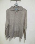 Chaqueta marrón de punto para hombre, vista frontal