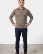 Jersey marrón con media cremallera para hombre José Beltrán - Imagen 1