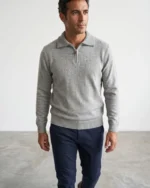 Jersey gris medio con media cremallera para hombre José Beltrán - Imagen 1