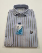 Camisa de rayas celestes para hombre La Vespita manga larga - Imagen 4
