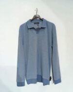 Polo azul de punto de manga larga para hombre José Beltrán - Imagen 3