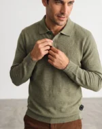 Polo de punto verde pino de manga larga para hombre José Beltrán