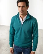 Sudadera verde azulado con media cremallera para hombre José Beltrán - Imagen 1