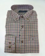Camisa de microcuadros granate y azul con bolsillo José Beltrán - Imagen 3