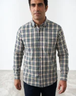Camisa de cuadros verde y azul con bolsillo José Beltrán