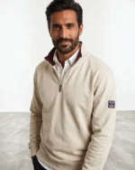 Sudadera beige con media cremallera para hombre La Española