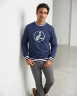 Sudadera azul marino de cuello redondo para hombre La Vespita
