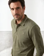 Polo técnico verde de manga larga para hombre La Española