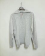 Jersey gris medio con media cremallera para hombre, vista frontal
