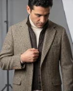 Americana hombre marron pata de gallo sport Lino Clemente Bullas