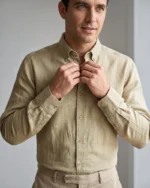 Camisa tipo lino (100% algodón) para hombre