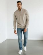 Jersey de algodón con media cremallera José Beltrán para hombre - Imagen 2