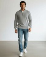Jersey de algodón con media cremallera José Beltrán para hombre - Imagen 3