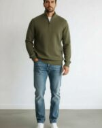 Jersey de algodón con media cremallera José Beltrán para hombre - Imagen 7