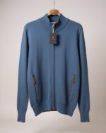 Chaqueta de punto de algodón con cremallera para hombre - Imagen 7