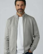 Chaqueta de punto de algodón con cremallera para hombre - Imagen 3