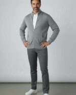 Chaqueta de punto de algodón con cremallera para hombre - Imagen 5