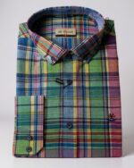 Camisa hombre cuadros multicolor corte amplio La Española - Imagen 3