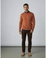 Jersey naranja de algodón con cuello redondo La Vespita para hombre