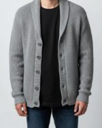 Cárdigan de algodón con cuello chal para hombre - Imagen 7