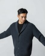 Cárdigan de algodón con cuello chal para hombre - Imagen 8