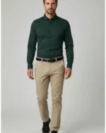 Camisa verde botella estructura elástica para hombre