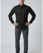 Camisa extra entallada licra hombre